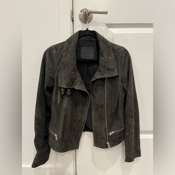All Saints Suede Bales Biker Jacket - Size US 2 - Picture 2 of 3
